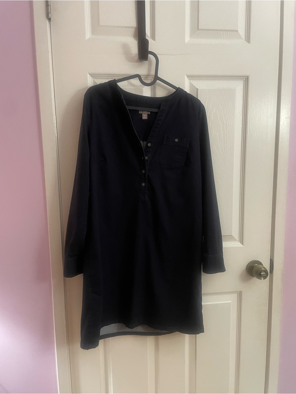 J. Jill Navy Button-Front Tunic with Pocket